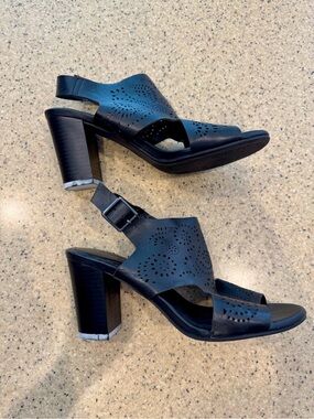 Kohl's Black Perforated Slingback Block Heel Sandals